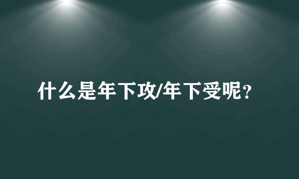 什么是年下攻/年下受呢？