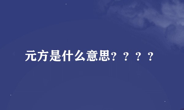 元方是什么意思？？？？