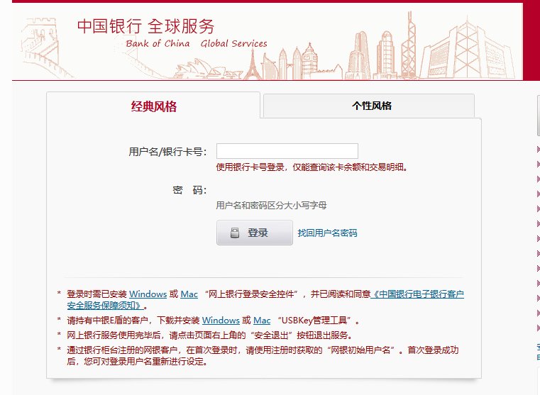 中行网上银行的登录网址是什么?