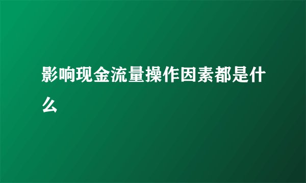 影响现金流量操作因素都是什么
