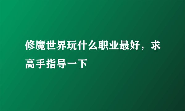 修魔世界玩什么职业最好，求高手指导一下