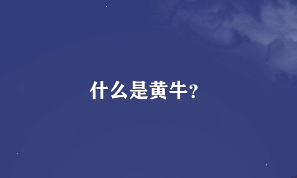 什么是黄牛？