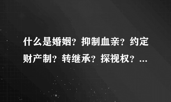 什么是婚姻？抑制血亲？约定财产制？转继承？探视权？遗赠抚养协议？公证遗嘱？遗产？