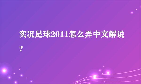 实况足球2011怎么弄中文解说？