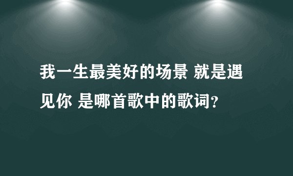 我一生最美好的场景 就是遇见你 是哪首歌中的歌词？