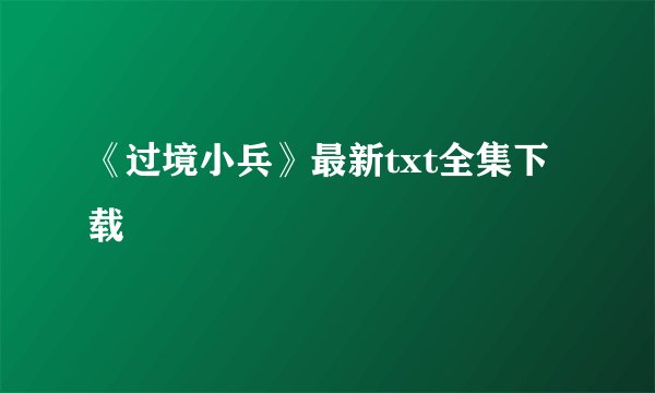 《过境小兵》最新txt全集下载