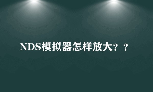 NDS模拟器怎样放大？？