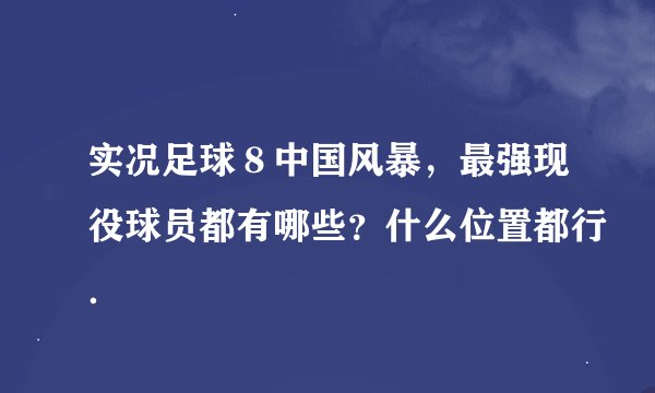 实况足球８中国风暴，最强现役球员都有哪些？什么位置都行．