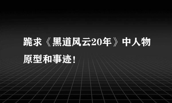 跪求《黑道风云20年》中人物原型和事迹！