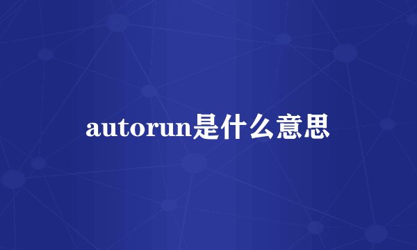 autorun是什么意思