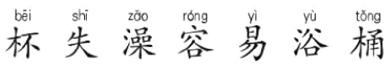 杯失澡容易浴桶这八个字的拼音是什么？