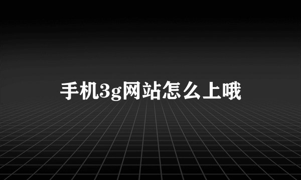 手机3g网站怎么上哦