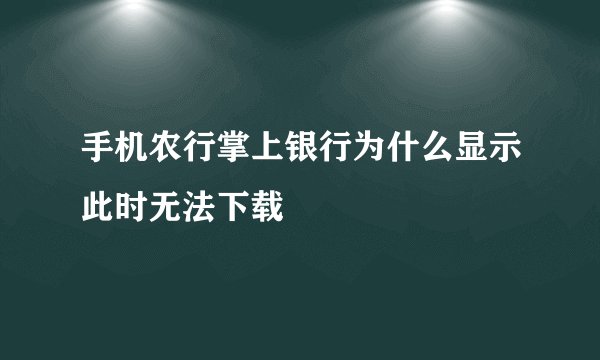 手机农行掌上银行为什么显示此时无法下载
