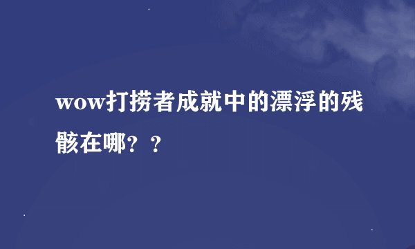 wow打捞者成就中的漂浮的残骸在哪？？