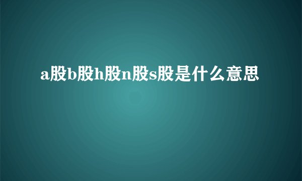 a股b股h股n股s股是什么意思