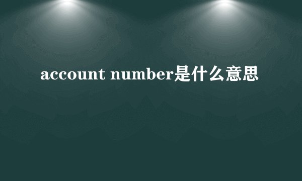 account number是什么意思