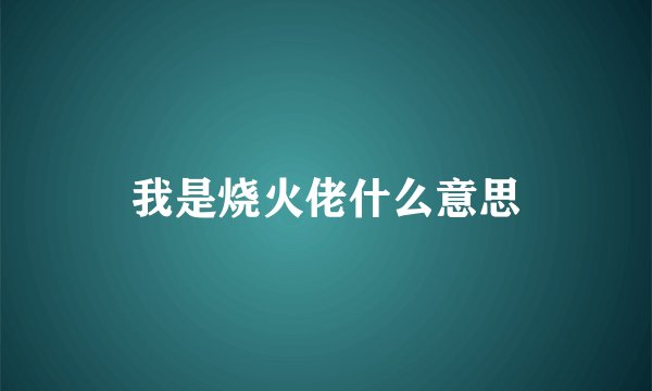 我是烧火佬什么意思