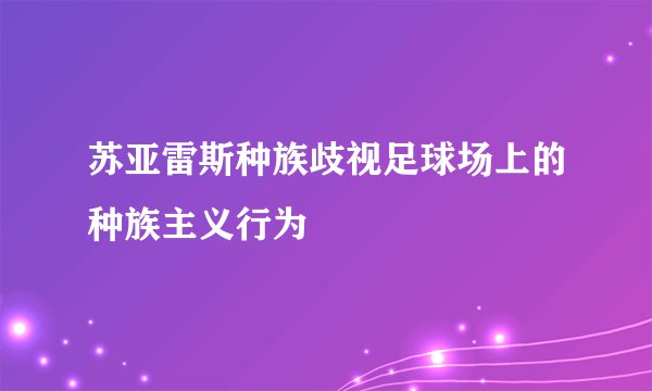 苏亚雷斯种族歧视足球场上的种族主义行为