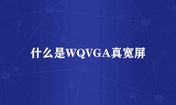 什么是WQVGA真宽屏