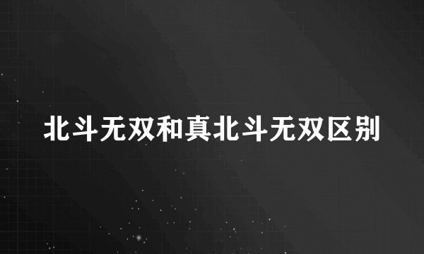北斗无双和真北斗无双区别