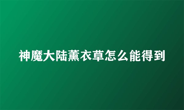 神魔大陆薰衣草怎么能得到