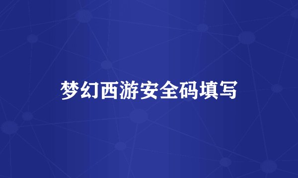 梦幻西游安全码填写