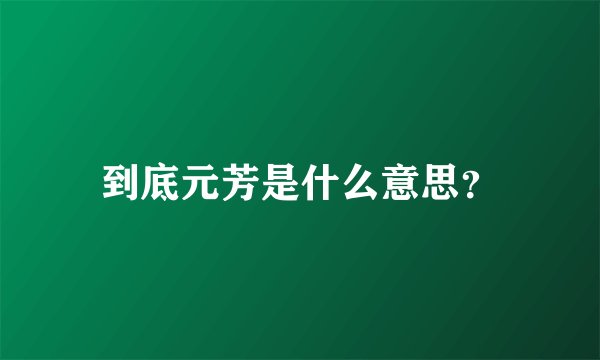 到底元芳是什么意思？