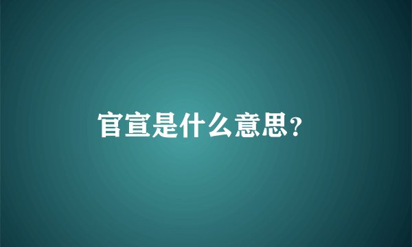 官宣是什么意思？