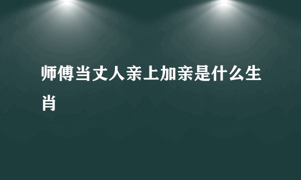 师傅当丈人亲上加亲是什么生肖