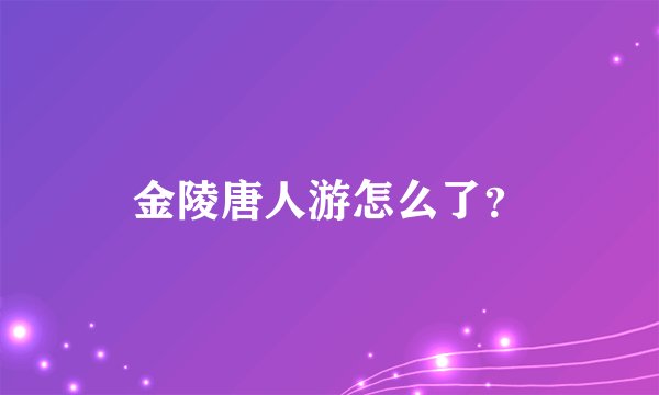 金陵唐人游怎么了？
