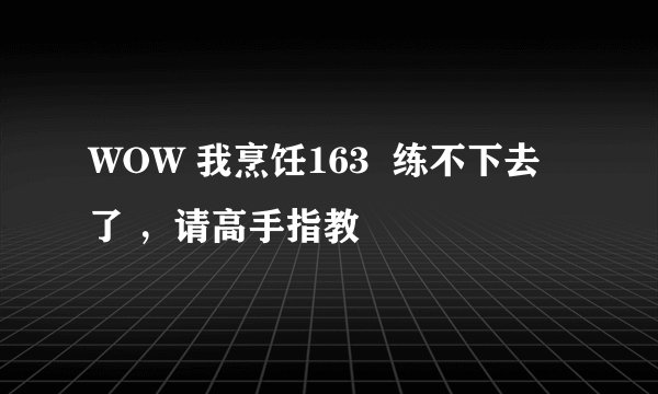 WOW 我烹饪163  练不下去了 ，请高手指教