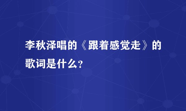 李秋泽唱的《跟着感觉走》的歌词是什么？