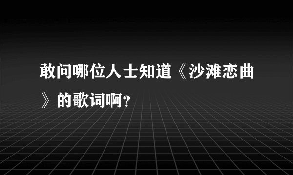 敢问哪位人士知道《沙滩恋曲》的歌词啊？