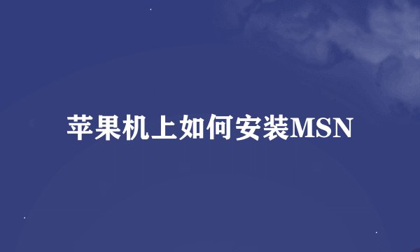 苹果机上如何安装MSN