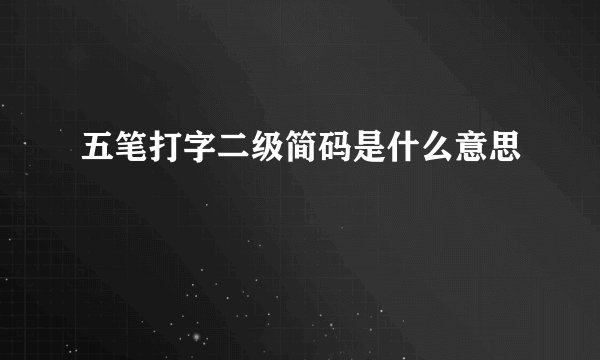 五笔打字二级简码是什么意思