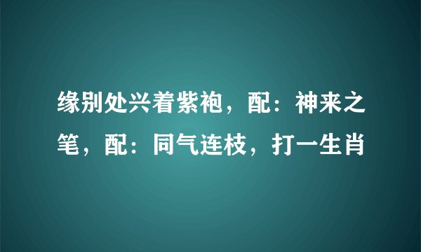 缘别处兴着紫袍，配：神来之笔，配：同气连枝，打一生肖