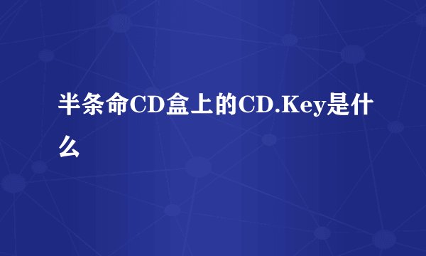 半条命CD盒上的CD.Key是什么