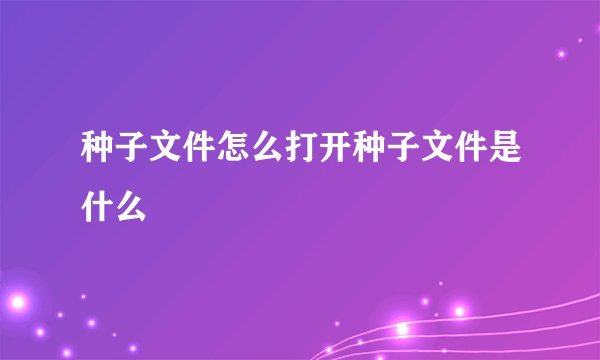种子文件怎么打开种子文件是什么