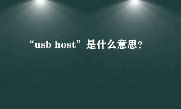 “usb host”是什么意思？