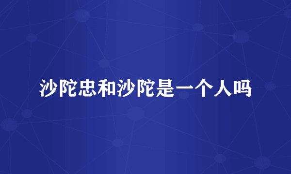 沙陀忠和沙陀是一个人吗