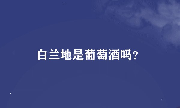 白兰地是葡萄酒吗？