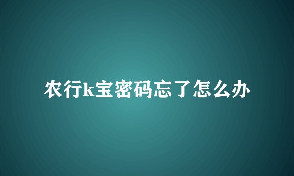 农行k宝密码忘了怎么办