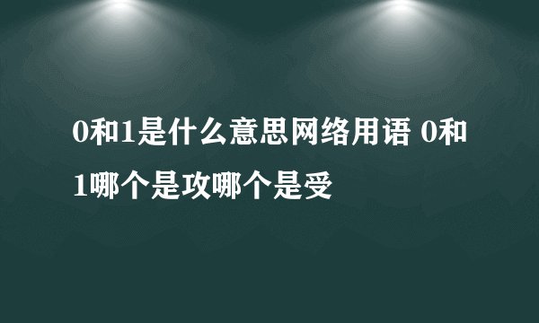 0和1是什么意思网络用语 0和1哪个是攻哪个是受