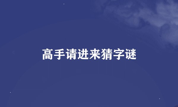 高手请进来猜字谜