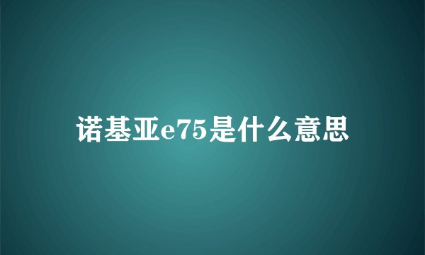 诺基亚e75是什么意思