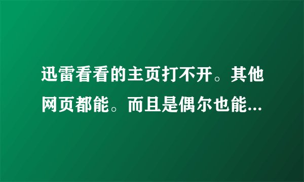 迅雷看看的主页打不开。其他网页都能。而且是偶尔也能打开。什么原因。怎么解决。