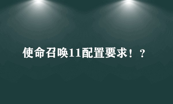使命召唤11配置要求！？