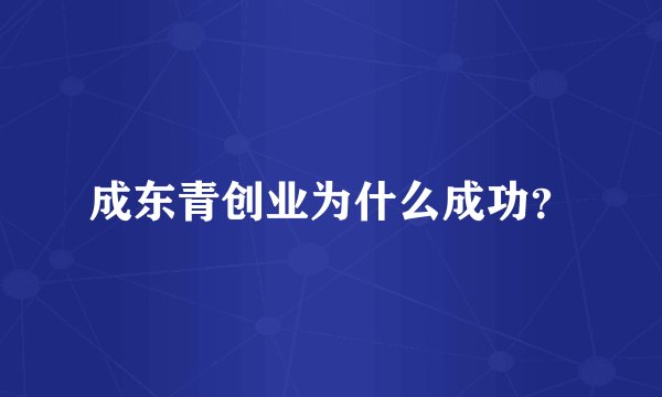 成东青创业为什么成功？