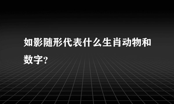 如影随形代表什么生肖动物和数字？