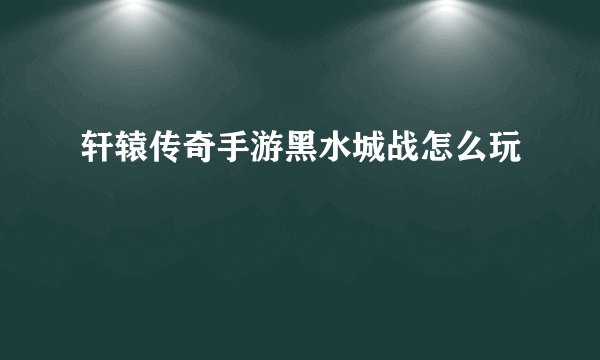 轩辕传奇手游黑水城战怎么玩